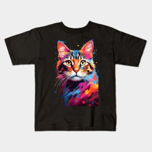 Tie Dye Cat in Colors Kids T-Shirt